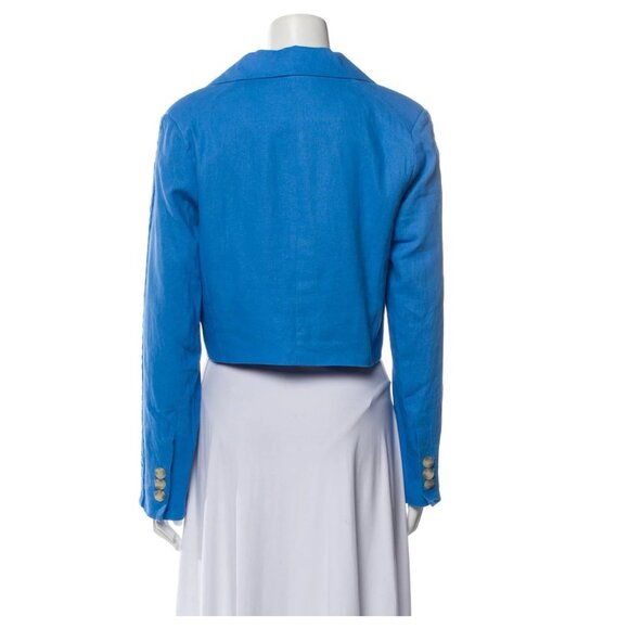 Jason Wu Linen Cropped Blazer Blue Size Small NWT - Picture 4 of 11